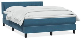 vidaXL Κρεβάτι Boxspring με Στρώμα Σκούρο Μπλε 160x210 εκ. Βελούδινο