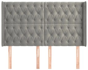 vidaXL Κεφαλάρι με Πτερύγια Ανοιχτό Γκρι 163x16x118/128 εκ. Βελούδινο