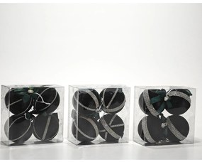 Χριστουγεννιάτικη Μπάλα Πράσινο 100mm Σετ 4Τμχ Σε 3 Σχέδια