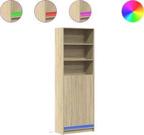 vidaXL Ντουλάπι με LED Δρυς 69x32,5x200 εκ. από Επεξεργασμένο Ξύλο
