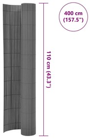vidaXL Περίφραξη Κήπου Διπλής Όψης Γκρι 110 x 400 εκ.