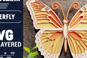 Σετ των 2 Intra απο ξύλο plywood 3mm-4mm πάχος Χαρτί 3D Butterfly Multilayered Δίασταση 1200x1200 cm INTRAFABR-71036358