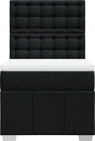 vidaXL Κρεβάτι Boxspring με Στρώμα Μαύρο 90x190 εκ.Υφασμάτινο