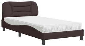 vidaXL Κρεβάτι με Στρώμα Σκούρο Καφέ 100x200 εκ. Υφασμάτινο