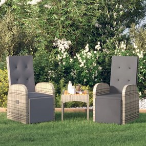 vidaXL Καρέκλες Κήπου Ανακλινόμενες 2 τεμ Συνθετικό Ρατάν με Μαξιλάρια