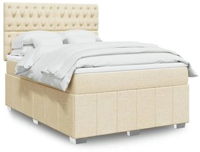 Κρεβάτι Boxspring με Στρώμα Κρεμ 140x190 εκ. Υφασμάτινο