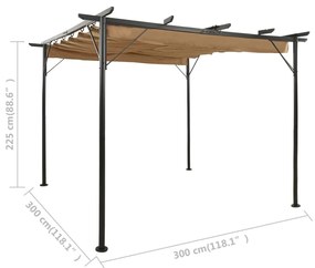 vidaXL Τεντοπέργκολα με Πτυσσόμενη Οροφή Taupe 3x3 μ. Ατσάλι 180 γρ/μ²