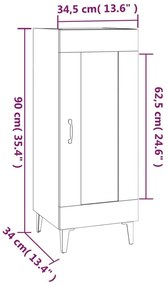 Ντουλάπι Γυαλιστερό Λευκό 34,5x34x90 εκ. Επεξεργασμένο Ξύλο - Λευκό