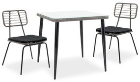 Naoki dining set 3pcs metal black--pe gray