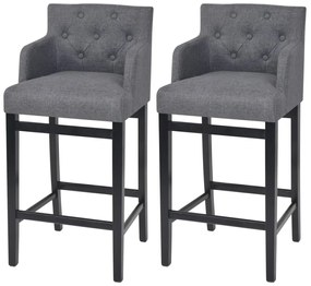 vidaXL Καρέκλες Μπαρ 2 τεμ. Σκούρο Γκρι Υφασμάτινες