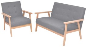 Σετ Καναπέ 2 Τεμαχίων Ανοιχτό Γκρι από Ύφασμα