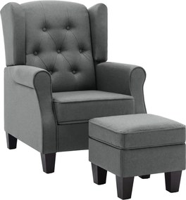 vidaXL Μπερζέρα Ανοιχτό Γκρι Υφασμάτινη με Υποπόδιο