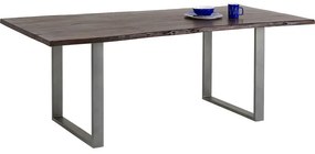 Τραπέζι Harmony Ακακία  Σκούρο Καφέ-Ασημί 160x80x76εκ - Ασημί