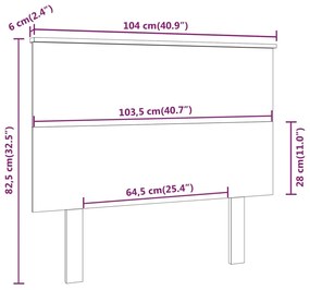 vidaXL Κεφαλάρι Κρεβατιού Λευκό 104x6x82,5 εκ. Μασίφ Ξύλο Πεύκου