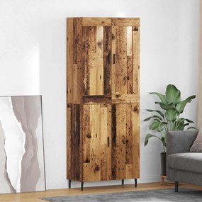 Highboard 2 pcs Παλιό Ξύλο Σύνθετο Ξύλο και Γυαλί