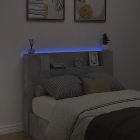 vidaXL Κεφαλάρι με Αποθήκη και LED Γκρι Σκυροδέματος