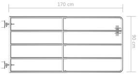 vidaXL Πόρτα Αγροκτήματος με 5 Μπάρες Ασημί (95-170)x90 εκ. Ατσάλινη