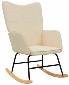 vidaXL Πολυθρόνα Κουνιστή Κρεμ Υφασμάτινη με Σκαμπό