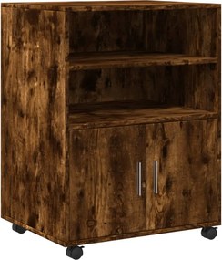 vidaXL Ντουλάπι Με Ροδάκια Καπνιστή Δρυς 60x48x81 εκ. Επεξ. Ξύλο