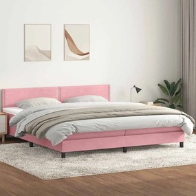 Box Spring κρεβάτι με στρώμα ροζ 200x220 cm Βελούδινο - Ροζ