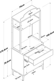 Ντουλάπι Καρυδί / Λευκό FADAPRI 70x40x186.4