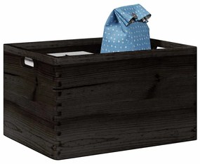 Ξύλινο κουτί με χειρολαβές Μαύρο 40x30x23 cm μασίφ ξύλο πεύκο