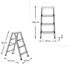 Σκάλα Double Step Perilla αλουμινίου 4+4 σκαλοπάτια 82,5εκ.