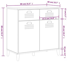 Μπουφές VIKEN Ανθρακί Γκρι 80x40x80 εκ. από Επεξεργασμένο Ξύλο - Ανθρακί