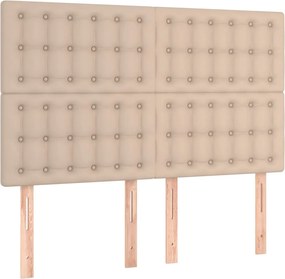 vidaXL Κρεβάτι Boxspring Στρώμα&amp;LED Καπουτσίνο 140x190 εκ. Συνθ. Δέρμα