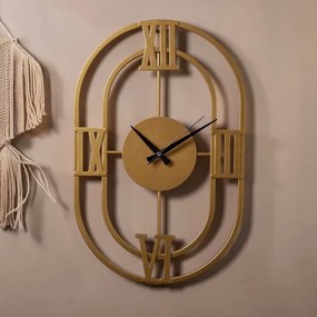 Stewehome εταλλικό ρολόι τοίχου χρυσό μοντέρνο σχέδιο-Χρυσό 50x32 cm