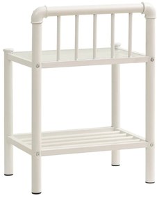 vidaXL Κομοδίνα 2 τεμ. Λευκά και Διαφανή από Μέταλλο και Γυαλί