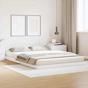 vidaXL Κρεβάτι δαπέδου Λευκό 160 x 210 cm Στερεά ξυλεία πεύκου