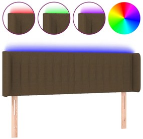 vidaXL Κεφαλάρι Κρεβατιού LED Σκούρο Καφέ 147x16x78/88 εκ. Υφασμάτινο