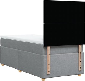 vidaXL Κρεβάτι Boxspring με Στρώμα Ανοιχτό Γκρι 100x200 εκ. Υφασμάτινο