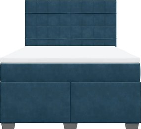 vidaXL Κρεβάτι Boxspring με Στρώμα Μπλε 140x190 εκ. Βελούδινο