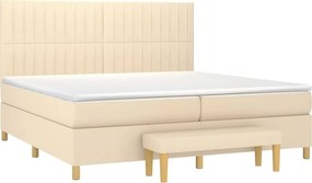 vidaXL Κρεβάτι Boxspring με Στρώμα Κρεμ 200x200 εκ. Υφασμάτινο