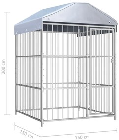 vidaXL Κλουβί Σκύλου Εξωτερικού Χώρου 150 x 150 x 200 εκ. με Στέγαστρο