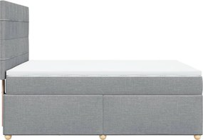vidaXL Κρεβάτι Boxspring με Στρώμα Ανοιχτό Γκρι 140x200 εκ. Υφασμάτινο