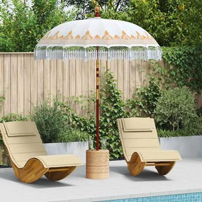 vidaXL Μπαλινέζικη ομπρέλα με βάση Κρεμ Ø 180-190 cm