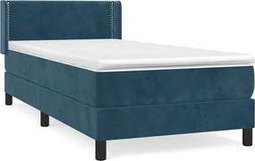 vidaXL Κρεβάτι Boxspring με Στρώμα Σκούρο Μπλε 100x200 εκ. Βελούδινο