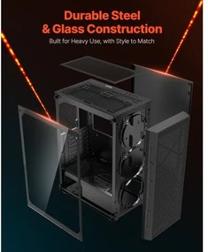 VEVOR Mid-Tower ATX PC Gaming Case Computer Case Box with 3 x 120 mm ARGB Fans