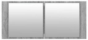Ντουλάπι Μπάνιου με Καθρέφτη / LED Γκρι Sonoma 100x12x45 εκ. - Γκρι
