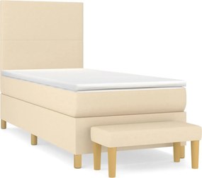 vidaXL Κρεβάτι Boxspring με Στρώμα Κρεμ 100 x 200 εκ. Υφασμάτινο