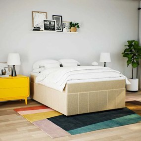 vidaXL Κρεβάτι Boxspring με Στρώμα Κρεμ 140x190 εκ. Υφασμάτινο