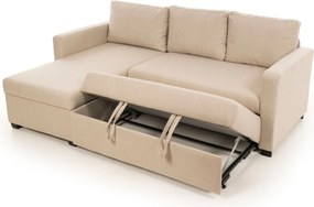 Γωνιακός Καναπές Κρεβάτι Κρέμα DUSO 153x236x90
