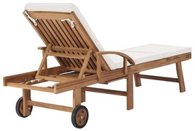 vidaXL Ξαπλώστρες Κρεμ από Μασίφ Ξύλο Teak με 2 τεμ. Μαξιλάρια
