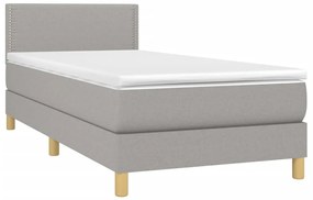 vidaXL Κρεβάτι Boxspring με Στρώμα & LED Αν.Γκρι 100x200 εκ Υφασμάτινο