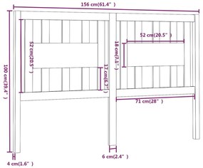 vidaXL Κεφαλάρι 156 x 4 x 100 εκ. από Μασίφ Ξύλο Πεύκου