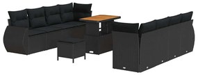 vidaXL Σετ Καναπέ Κήπου με αποθήκευση 11 pcs Μαύρο Πολυ ράταν