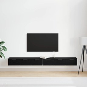 vidaXL Ντουλάπια τοίχου 2 τεμ Μαύρη βελανιδιά 102x30x20 εκ Ξύλο